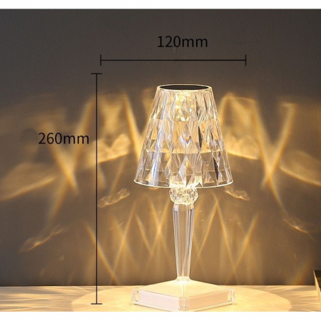 Lampa de birou pe LED RGB 16, Flippy, dimmer tactil, 3 nivele de intensitate, incarcare USB, 3W, Cristal Acrilic, 26x12 cm, cu telecomanda, transparent [6]