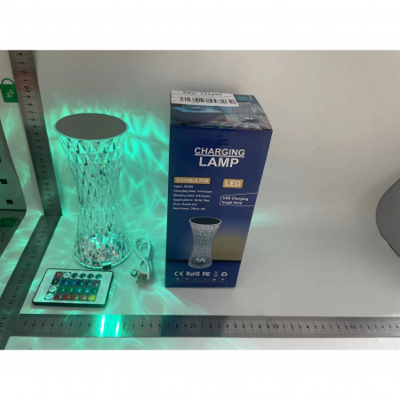 Lampa de birou pe LED RGB 16, Flippy, dimmer tactil, 3 nivele de intensitate, incarcare USB, 3W, Cristal Acrilic, 8x19 cm, cu telecomanda, forma vaza, model 2, transparent [8]