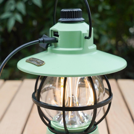 Lampă de camping retro portabilă, Felinar Vintage LED ABS, Acumulator inclus 1200 mAh, reincarcabila, 3 moduri de iluminare, intensitate reglabila,Lampa portabila pentru cort în aer liber, Mint [8]