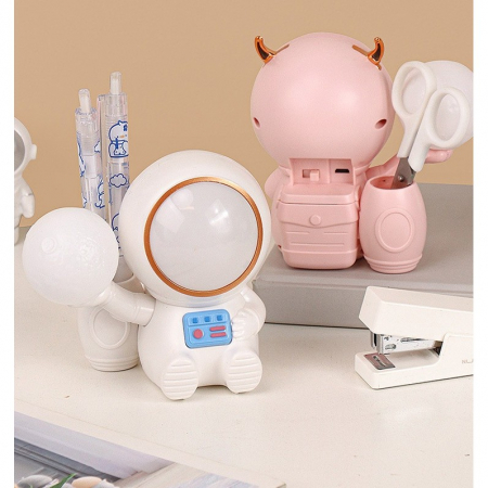 Lampa de Veghe 2in1, Flippy, Lampa, Ascutitoare si Spatiu Depozitare, Model Astronaut, Incarcare USB, din ABS, 12 x 7 x 11 cm, Lumina Led, Multicolor [3]