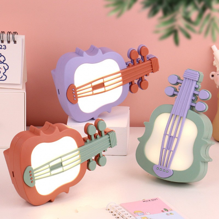 Lampa de Veghe, Flippy, cu Protectie pentru Ochi, Model Violina, Lumina Calda, Incarcare USB, ABS, 14.3x5x9.9 cm, Verde/ Rosu [9]