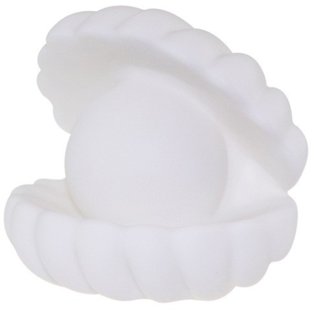 Pentru Casa si Camping - Lampa de Veghe, Flippy, Model Scoica cu Perla, Lumina Alb Rece, 10 x 8.5 cm, Led, Baterii Incluse 3 x LR44, Alb