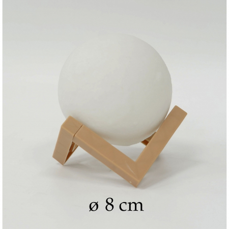 Lampa de veghe in forma de luna 3D Moon Light, alb cald alimentare baterii, fara acumulator, stand din plastic inclus, 8 cm, Flippy [5]