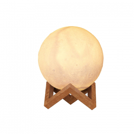 Lampa de veghe in forma de luna 3D Moon Light Alb Cald, alimentare baterii, stand plastic inclus, 8 cm, Flippy [0]