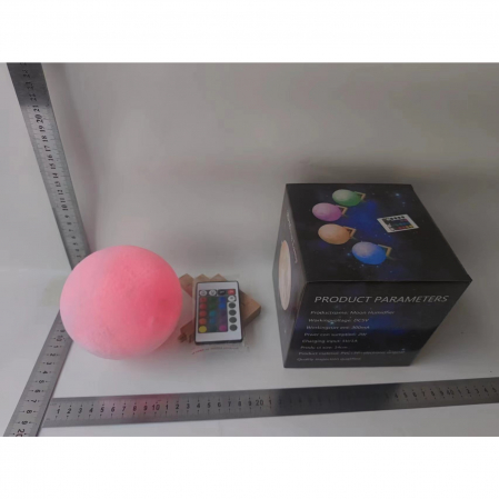 Lampa de veghe in forma de luna cu stele 3D Moon Light, Acumulator integrat, alimentare USB, stand din plastic inclus, 13 cm, 16 culori, Multicolor, Telecomanda inclusa, Flippy [7]
