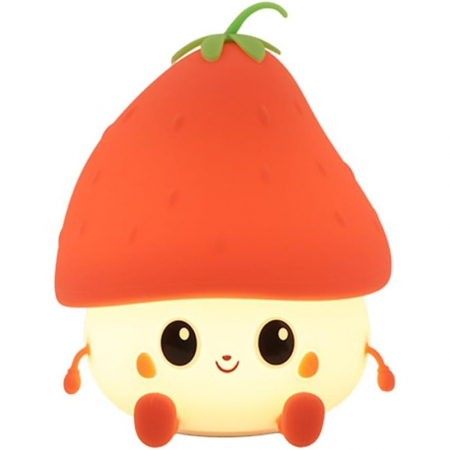 Lampa de Veghe pentru Copii, Flippy, din Silicon, Senzor Tactil, Model Capsunica, Lumina Calda, Protectie pentru Ochi, Incarcare USB, Capacitate Baterie Incorporata 1200mAh, 10.8x9x12.8 cm, Rosu [5]