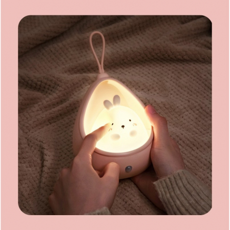Lampa de veghe portabila cu 2 moduri de functionare Flippy, silicon non-toxic, reincarcabila USB, senzor miscare, roz, pisicuta [3]