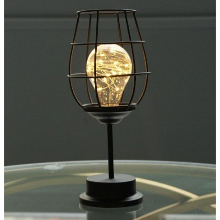 Lampa Decorativa cu Leduri, Flippy, Model Pahar de Vin, cu Baterii, 13 x 13 x 28 cm, Suport Negru, Lumina Alb Cald [5]
