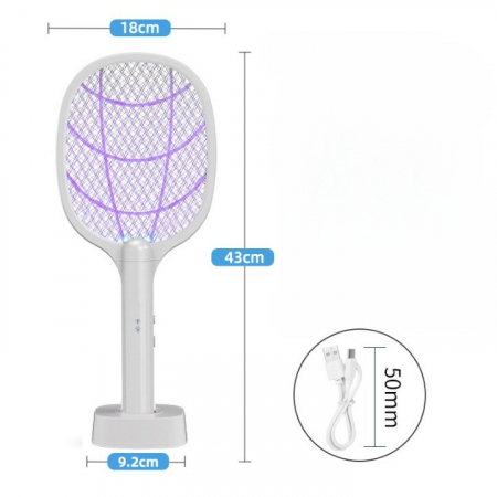 Lampa Electrica Impotriva Tantarilor, Flippy, 43 x 18 x 9.2 cm, Reincarcabila cu Cablu USB Inclus, Plasa din Aluminum Alb [2]