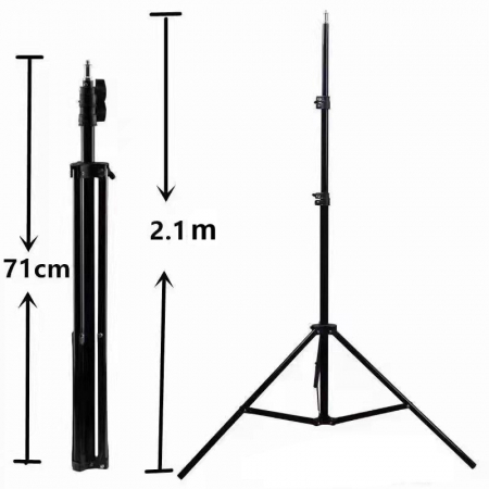 Lampa LED Circulara cu Trepied Metalic Extensibil, Flippy, Rotativa 360 de Grade, Lungime Extensie 210 cm, Diametru Lampa 26 cm, Conectare USB, Telecomanda, 3 Trepte de Lumina, Negru [15]