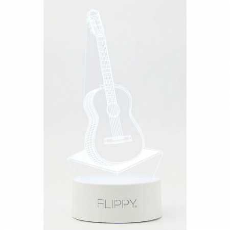 Lampa LED decorativa, Flippy, 3D, Chitara, din material acril si lumina multicolora, alb [5]