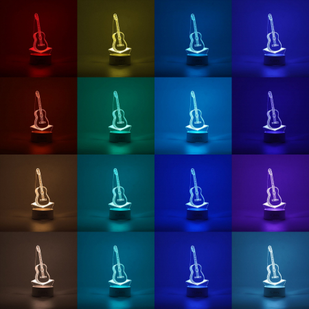 Lampa LED decorativa, Flippy, 3D, Chitara, din material acril si lumina multicolora, alb [1]