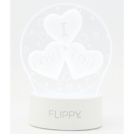 Lampa LED decorativa, Flippy, 3D, cu text &quot;I love you&quot;, doua moduri de alimentare USB si baterii, 20 cm inaltime, din material acril si lumina multicolora, alb [5]