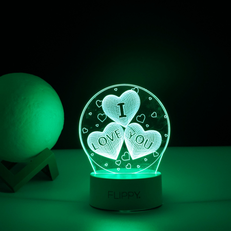 * LICHIDARE STOC * Lampa LED decorativa, Flippy, 3D, cu text "I love you", doua moduri de alimentare USB si baterii, 20 cm inaltime, din material acril si lumina multicolora, alb - [4]