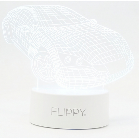 Lampa LED decorativa, Flippy, 3D, Masina Sport, doua moduri de alimentare USB si baterii, 20 cm inaltime, din material acril si lumina multicolora, alb [5]