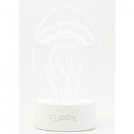 Lampa LED decorativa, Flippy, 3D, Meduza, din material acril si lumina multicolora, alb [4]