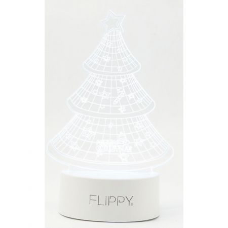 Lampa LED decorativa, Flippy, 3D, Pom de Craciun, din material acril si lumina multicolora, alb [5]