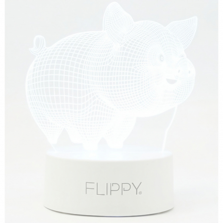 Lampa LED decorativa, Flippy, 3D, Porcusor Gras, din material acril si lumina multicolora, alb [5]