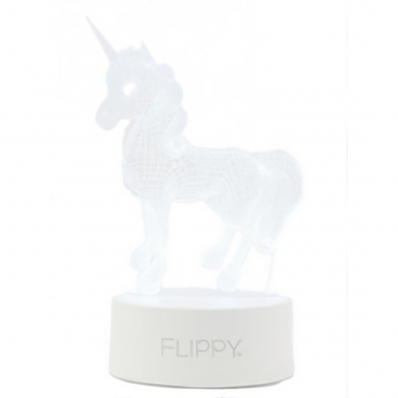 Lampa LED decorativa, Flippy, 3D, Unicorn, cu USB si baterii, 20 cm inaltime, din material acril, lumina multicolora si telecomanda inclusa, alb [8]