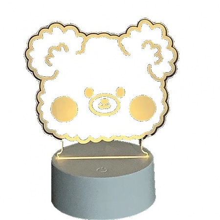 Pentru Casa si Camping - Lampa LED decorativa, Flippy, 3D, Ursulet, din material acril si lumina multicolora, alb