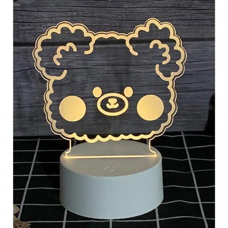Lampa LED decorativa, Flippy, 3D, Ursulet, din material acril si lumina multicolora, alb [1]