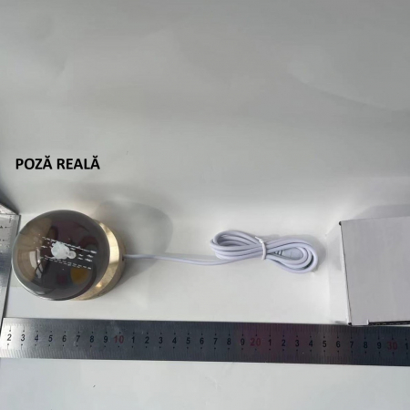 Lichidare Lampa LED Decorativa, Flippy, cu Bila de Cristal cu Diametru 6cm, Model Micul Print 3D, Alimentare USB, Suport din Lemn, Lumina Alb Cald [5]