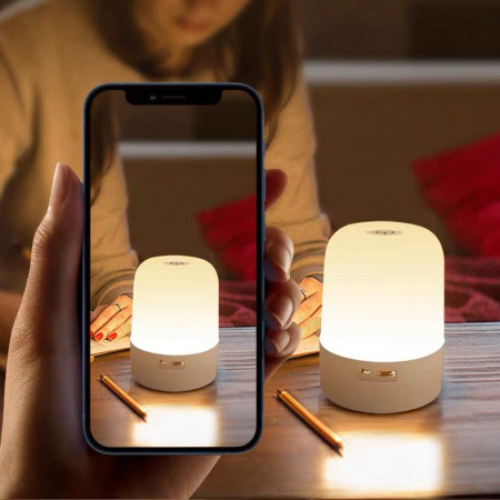 Lampa LED Reincarcabila, Flippy, Lumina in 3 culori albe + 16 Color, Lampa pentru Dormitor, Culori RGB, Lumina de Noapte in Camera Copiilor, 11 x 8 x 8 cm, Alb [2]