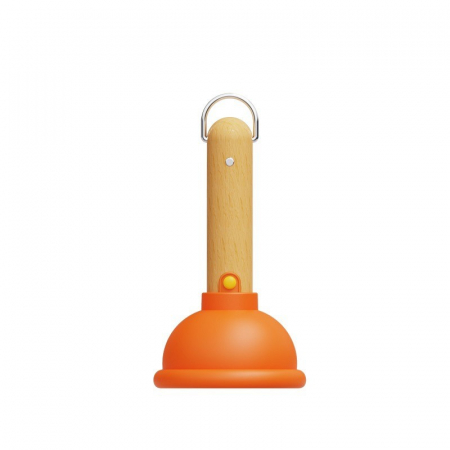 Pentru Casa si Camping - Lampa Nocturna, Flippy, Model Ventuza de Toaleta, Alimentare USB, din Lemn si Silicon, 16 x 9 cm, Portocaliu
