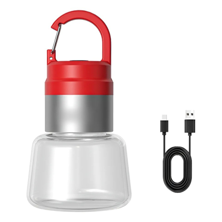 Sub 99 Lei - Lampa Portabila, Flippy, de Voiaj/Camping, Incarcare USB, IPX5, LED RGB, din ABS, 300 mAh, 10 x 5.5 x 5.5 cm, Rosu