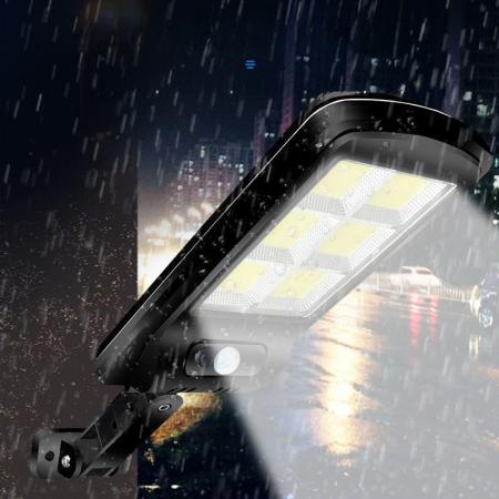 Lampa Solara De Exterior LED Flippy, 36 cm x 11.5 cm, 2880 Lumeni 120 COB LED 24 W - echivalent 192 W bec incadescent, IP65, Senzor de Miscare, Senzor de Lumina, 6 Grile, Alb Rece [6]