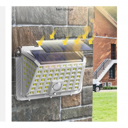 Lampa solara de perete Flippy, 90 LED-uri SMD, senzor de miscare, IP65, 1200mAh, material ABS, lumina alb rece, alb [4]