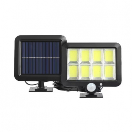 Iluminat & electrice - Lampa Solara LED 160 COB, Flippy, 8 Grile, Senzor de Lumina si Miscare, Lungime Cablu 4.6 m, Lumina Alba