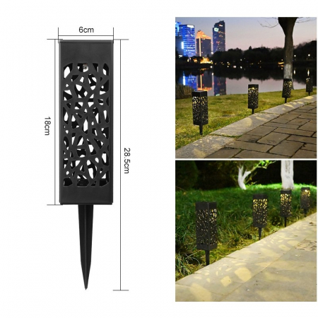 lichidare Lampa solara LED, Flippy, Set 6 Bucati, Tip Felinar, pentru Gradina, Inaltime 30.2 cm, putere 0.2W, 1.2V, 600mAh, Lumina Alb Cald, Negru - Copie [1]