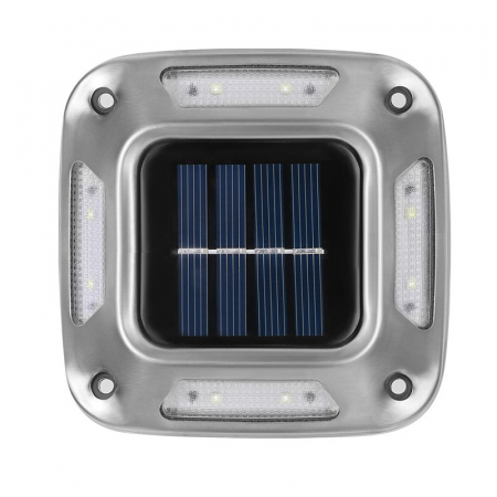 Iluminat & electrice - Lampa solara LED pentru gradina Flippy, 8 LED-uri, prindere de perete sau impamantare, IP65, forma patrat, material ABS si Policarbonat, 9 x 9 cm, baterie 1.2V, 600 mah, alb rece