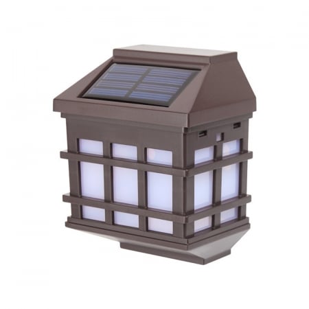 Iluminat & electrice - Lampa solara LED tip Felinar pentru perete Flippy, 11.5 x 8.3cm, 1.2V, ABS, 400mAh, alb cald
