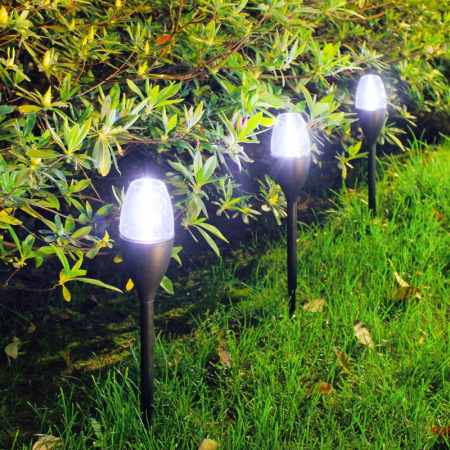Lampa solara LED tip pahar de vin pentru gradina Flippy, inaltime 37.5 cm, efect de flacara, material PVC si ABS, 2V, 200mAh, alb rece [4]