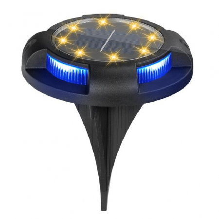 Pentru Casa si Camping - Lampa solara LED tip spot pentru gradina Flippy, cu 4 leduri laterale multicolore si 8 leduri principale alb cald, IP65, material ABS, baterie 2V, 700 mah, 11x13.5 cm, multicolor
