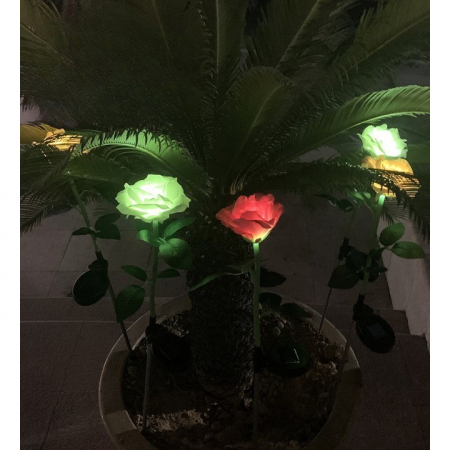 Lampa Solara LED tip Trandafir cu o floare pentru Gradina, Inaltime 75 cm, Flippy [3]