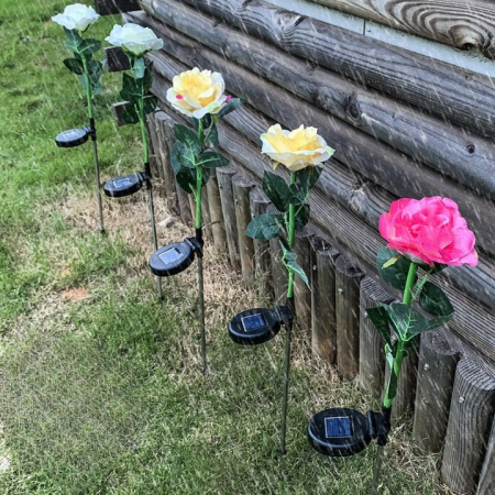 Lampa Solara LED tip Trandafir cu o floare pentru Gradina, Inaltime 75 cm, Flippy [2]