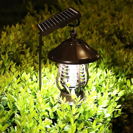 Lampa solara pentru gradina, anti-insecte, tantari, muste, UV, LED, material ABS, putere 5W, 1.2 V, autonomie 8 ore, 2 moduri de functionare, IP65, electric shock 380 volti, 30 x 19.5 cm, maro [5]