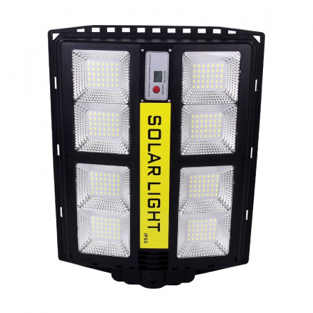 Lampa solara stradala Flippy, cu telecomanda, senzor de miscare si lumina, suport prindere, 720 LED-uri, IP65, ABS, 15AH, 500W, temperatura culoare 6500K, 44.5x34.7x6.6 cm, autonomie 10-12 ore, negru [5]