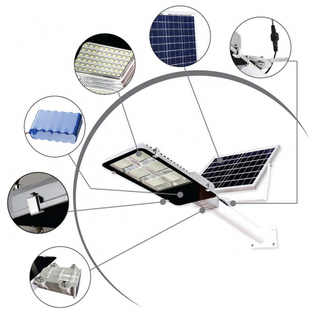 Lampa solara stradala Flippy, IP65, senzor de lumina, 100 LED-uri SMD, 7200 lm, panou 12W, putere 80W, autonomie 12-16 ore, telecomanda, montare prin fixare, pentru strada sau gradina, finisaj lucios, [6]