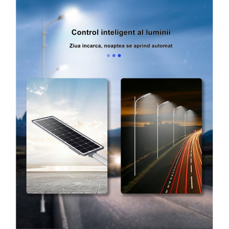 Lampa solara stradala Flippy, IP65, senzor de lumina, 510 LED-uri SMD, 5000 lm, panou 53W, putere 500W, autonomie 12-16 ore, telecomanda, montare prin fixare, pentru strada sau gradina, finisaj mat, m [5]