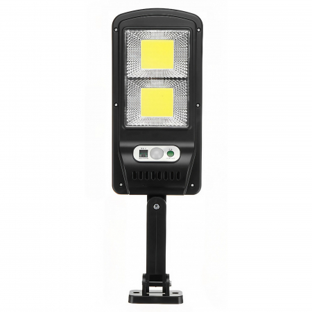 Pentru Casa si Camping - Lampă stradală solară Flippy, cu telecomandă, 36 cm x 11.5 cm, 108 COB LED, 2592 Lumeni, 21.6 W - echivalent 172 W bec incadescent, IP65, Senzor de Miscare, Senzor de Lumina, 2 Grile, Alb Rece