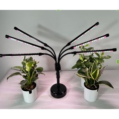 Pentru Casa si Camping - Lampa UV pentru crestere plante Flippy, conectare la retea, 30W, 6 capete, lumina mov, 108 LED-uri, ajustabila pana la 68.5 cm