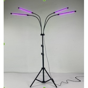 Lichidare stoc - LICHIDARE Lampa UV pentru cresterea plantelor Flippy, cu picior ajustabil pana la 2m, 4 capete, 30W, 108 LED-uri, lumina uv mov