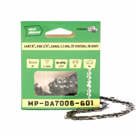 Drujbe, fierastraie electrice - Lant drujba Micul Padurar, lungime 6'', pas 1/4'', grosime 1.1mm, 37 pinteni, 18 dinti, semi-chisel