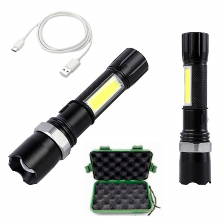 Pentru Casa si Camping - Lanterna din aluminiu LED cu zoom, acumulator si incarcare USB V-114984 VARGO