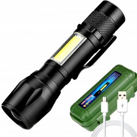 Pentru Casa si Camping - Lanterna din aluminiu LED cu zoom, acumulator si incarcare USB, VL676 V-111198 VARGO