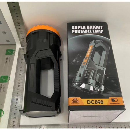 Lanterna LED, Flippy, Incarcare USB, Autonomie 8-24h, 2 Surse de Lumina, Principal si Lateral, Raza Maxima 100-200 m, COB, 5W, 23 x 10 x 10 cm, Galben [1]